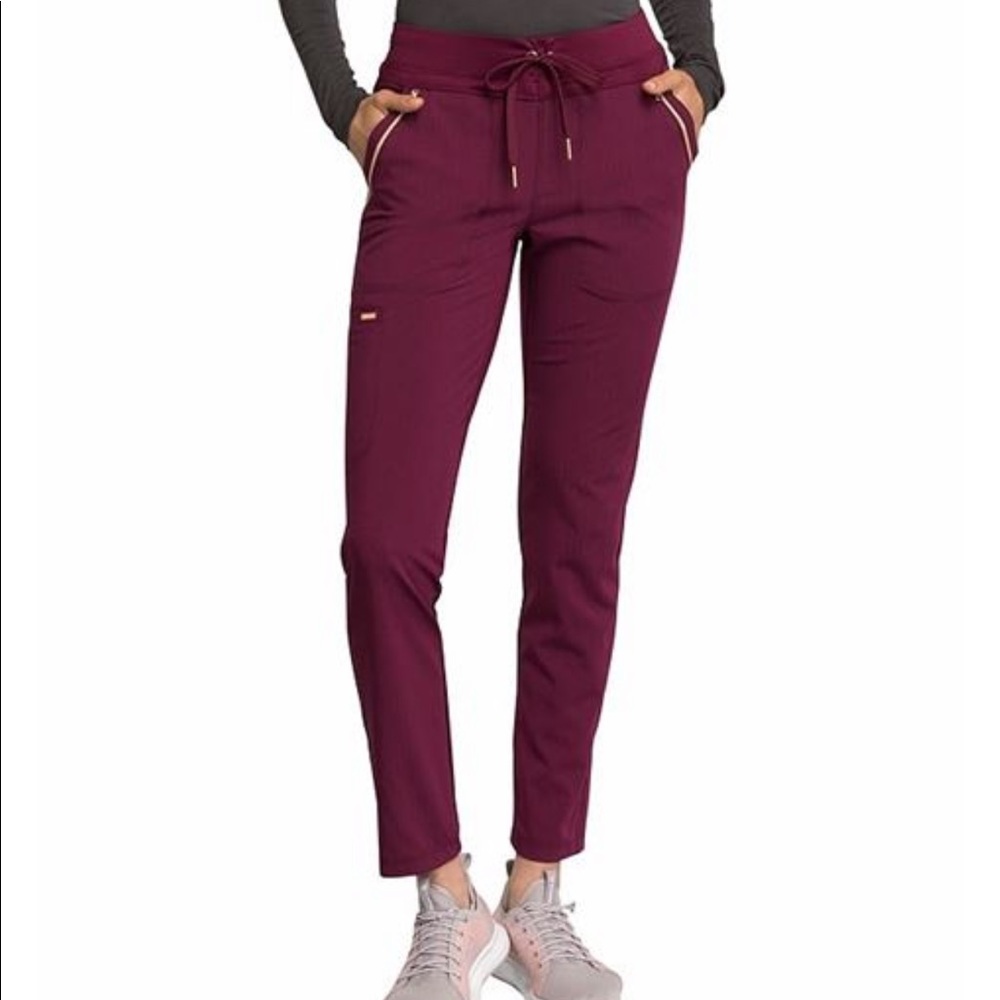 Cherokee tapered scrub pants wine/burgundy
